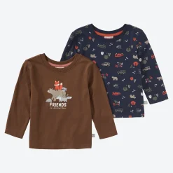 NKD Baby-Jungen-Langarmshirts mit Druck, 2er-Pack