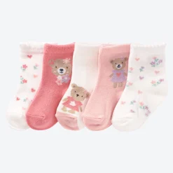 Kinder NKD Baby-Mädchen-Socken mit Bärchenmuster, 5er-Pack