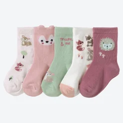 NKD Baby-Mädchen-Socken mit Waldtier-Motiven, 5er-Pack