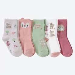 NKD Baby-Mädchen-Socken mit Waldtier-Motiven, 5er-Pack
