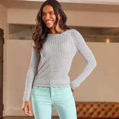 Damen NKD Damen-Ajour-Pullover mit Lurex-Effekt