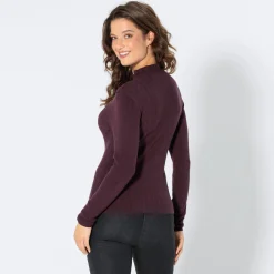 Damen NKD Damen-Ajour-Pullover mit Rüschenkante