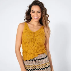 Damen NKD Damen-Ajour-Strick-Top aus Baumwolle