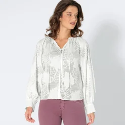 Damen NKD Damen-Bluse mit Ausbrenner-Design