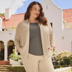 Damen NKD Damen-Bluse mit Leinen, große Größen
