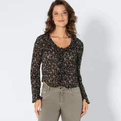 Damen NKD Damen-Bluse mit Rüschen am Ausschnitt