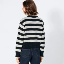 Damen NKD Damen-Chenille-Strickpullover mit Streifen-Design