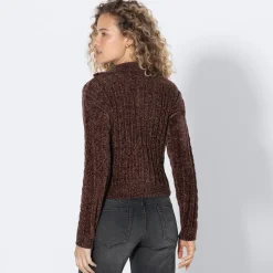 Damen NKD Damen-Chenille-Troyer mit Reißverschluss