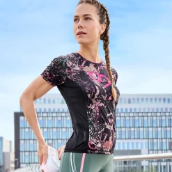 Damen NKD Damen-Funktions-T-Shirt mit Rundhalsausschnitt
