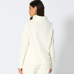 Damen NKD Damen-Homewear-Oberteil mit Zopfstrickmuster