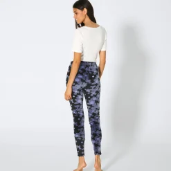 Damen NKD Damen-Homewear-Velvet-Leggings mit Blumen-Muster
