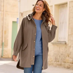 Damen NKD Damen-Jacke mit Kapuze und Druckknöpfen