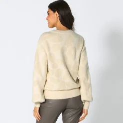 Damen NKD Damen-Jacquardpullover mit Rundhalsausschnitt