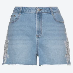 Damen NKD Damen-Jeans-Shorts mit Stickerei-Applikationen