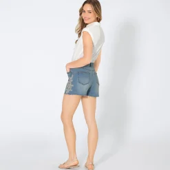 Damen NKD Damen-Jeans-Shorts mit Stickerei-Applikationen
