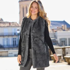 Damen NKD Damen-Kunstfell-Weste in langem Design