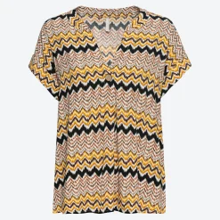 Damen NKD Damen-Kurzarm-Bluse mit Zick-Zack-Muster