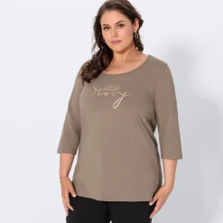 Damen NKD Damen-Langarmshirt mit 3/4 Arm, große Größen