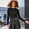 Damen NKD Damen-Langarmshirt mit Leo-Flock-Print