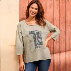 Damen NKD Damen-Langarmshirt mit Oilwash-Veredelung