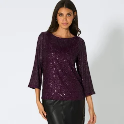 Damen NKD Damen-Langarmshirt mit Pailletten