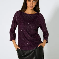 Damen NKD Damen-Langarmshirt mit Pailletten