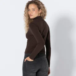 Damen NKD Damen-Langarmshirt mit Stehkragen