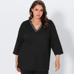 Damen NKD Damen-Langarmshirt mit V-Ausschnitt, große Größen