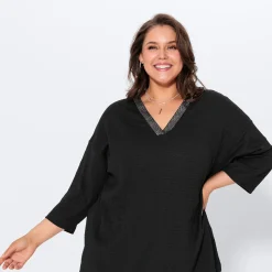Damen NKD Damen-Langarmshirt mit V-Ausschnitt, große Größen