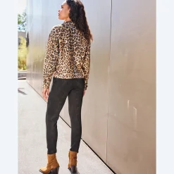 Damen NKD Damen-Leggings in Velour-Optik