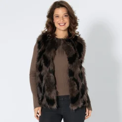 Damen NKD Damen-Outdoor-Weste aus Kunstfell