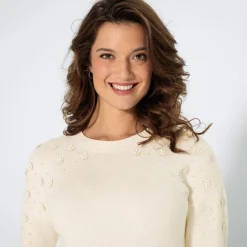 Damen NKD Damen-Pullover mit Blumen- und Perlen-Details