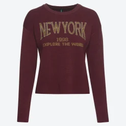 Damen NKD Damen-Pullover mit Glitzer-Schriftzug