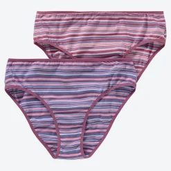 Damen NKD Damen-Rioslip mit Streifen, 2er-Pack