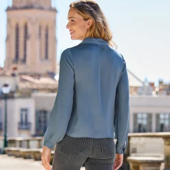 Damen NKD Damen-Satinbluse mit Knopfleiste