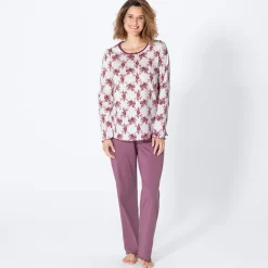 Damen NKD Damen-Schlafanzug mit Rosenrautenprint, 2-teilig