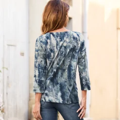 Damen NKD Damen-Shirt mit Frontaufdruck und Glitzersteinen