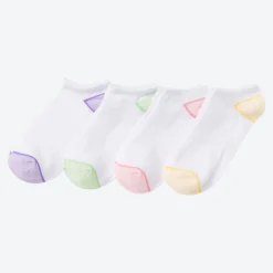 Damen NKD Damen-Sneaker-Socken mit bunter Ferse, 4er-Pack