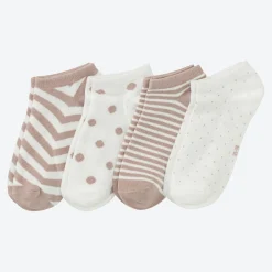 Damen NKD Damen-Sneakersocken mit grafischem Muster, 4er-Pack