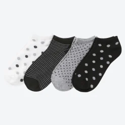 Damen NKD Damen-Sneaker-Socken mit verschiedenen Designs, 4er-Pack