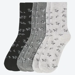 Damen NKD Damen-Socken mit floralem Motiv, 3er-Pack