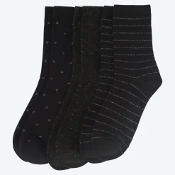 Damen NKD Damen-Socken mit Glitzereffekt, 3er-Pack