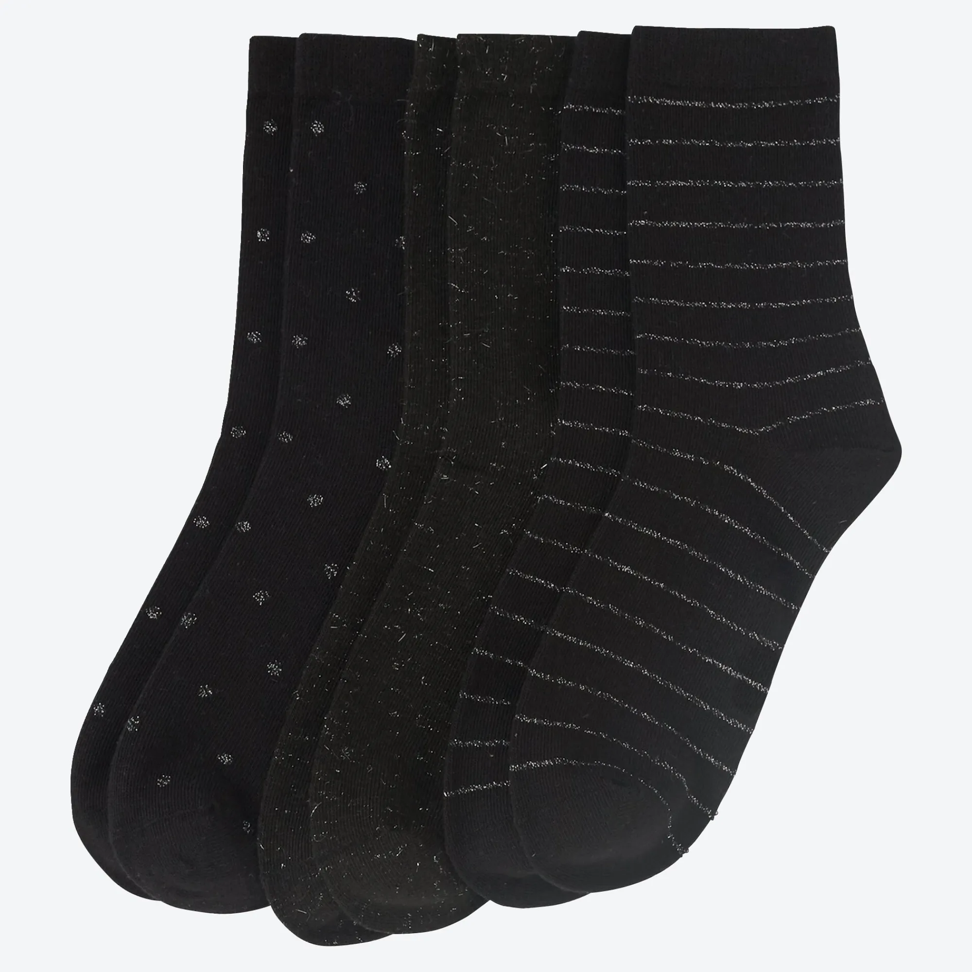Damen NKD Damen-Socken mit Glitzereffekt, 3er-Pack