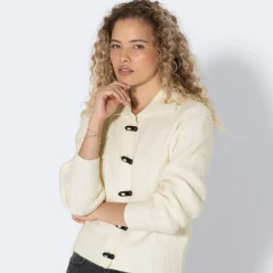 Damen NKD Damen-Strickjacke mit Duffle-Knöpfen