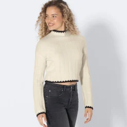 Damen NKD Damen-Strickpullover mit Kontrast-Saum