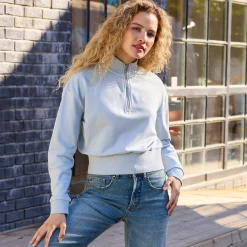 Damen NKD Damen-Sweat-Pullover mit Troyer Kragen