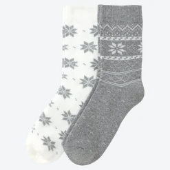 Damen NKD Damen-Thermo-Socken mit Winter-Motiv, 2er-Pack