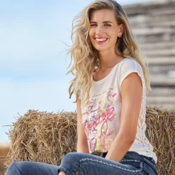 Damen NKD Damen-Trachtenshirt mit Spitze am Rücken