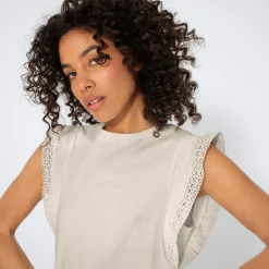 Damen NKD Damen-T-Shirt mit Flügelärmeln