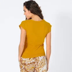 Damen NKD Damen-T-Shirt mit Knopfleiste